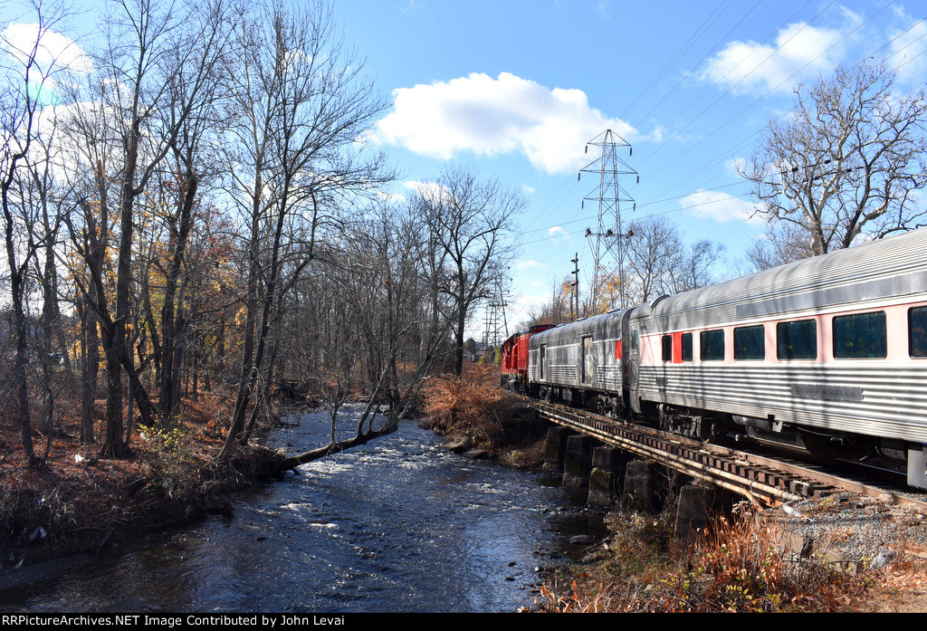 Polar Express train crossing the Whippany River 